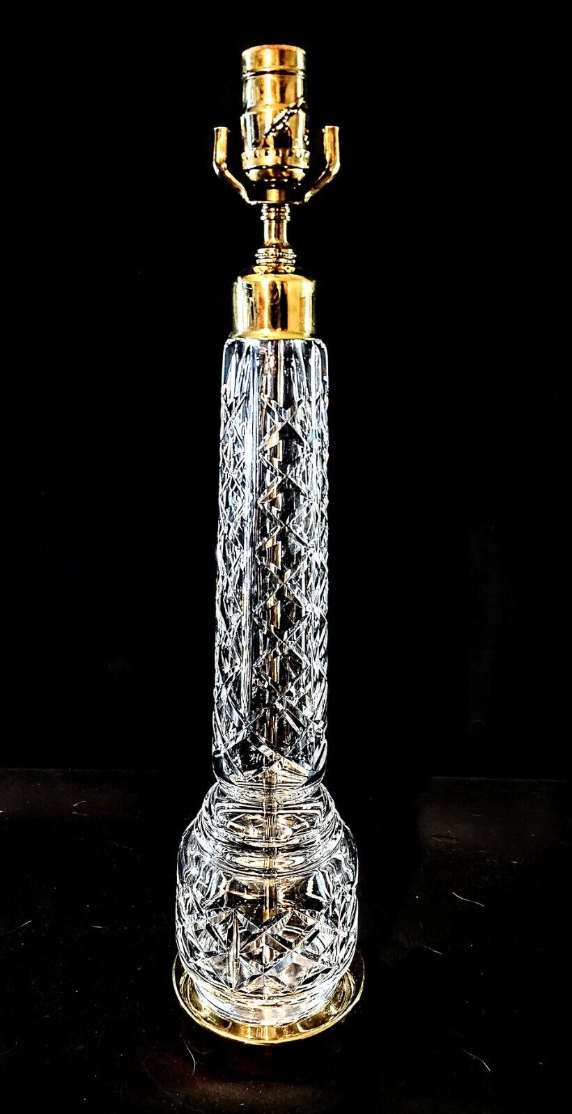 Pair of 2 Waterford Crystal Column Fine Cut Table Lamps - Perfect Condition!