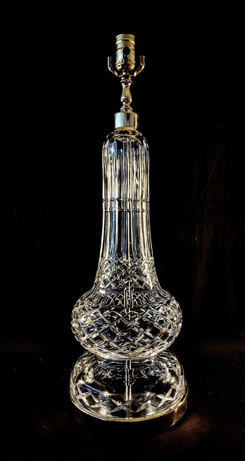Waterford Antique 1950's ARTIST ORIGINAL Fine Cut Crystal Table Lamp 36 Inches!