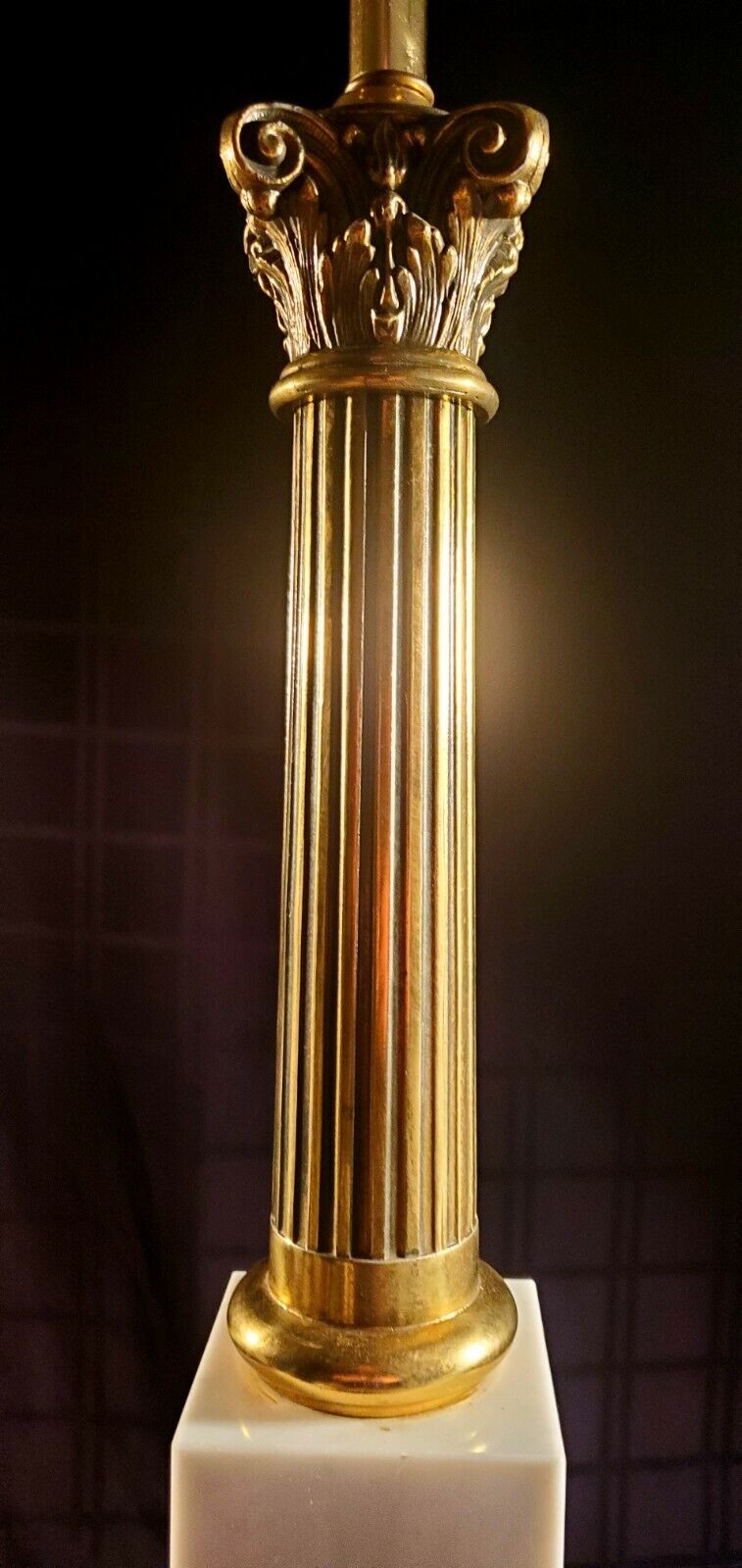 Baccarat Style Hollywood Regency Brass and MarbeTable Lamp w/ Original Final!