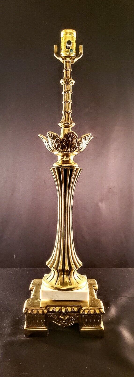 Baccarat Style Hollywood Regency Fine Brass and Marbe Table Lamp - MINT