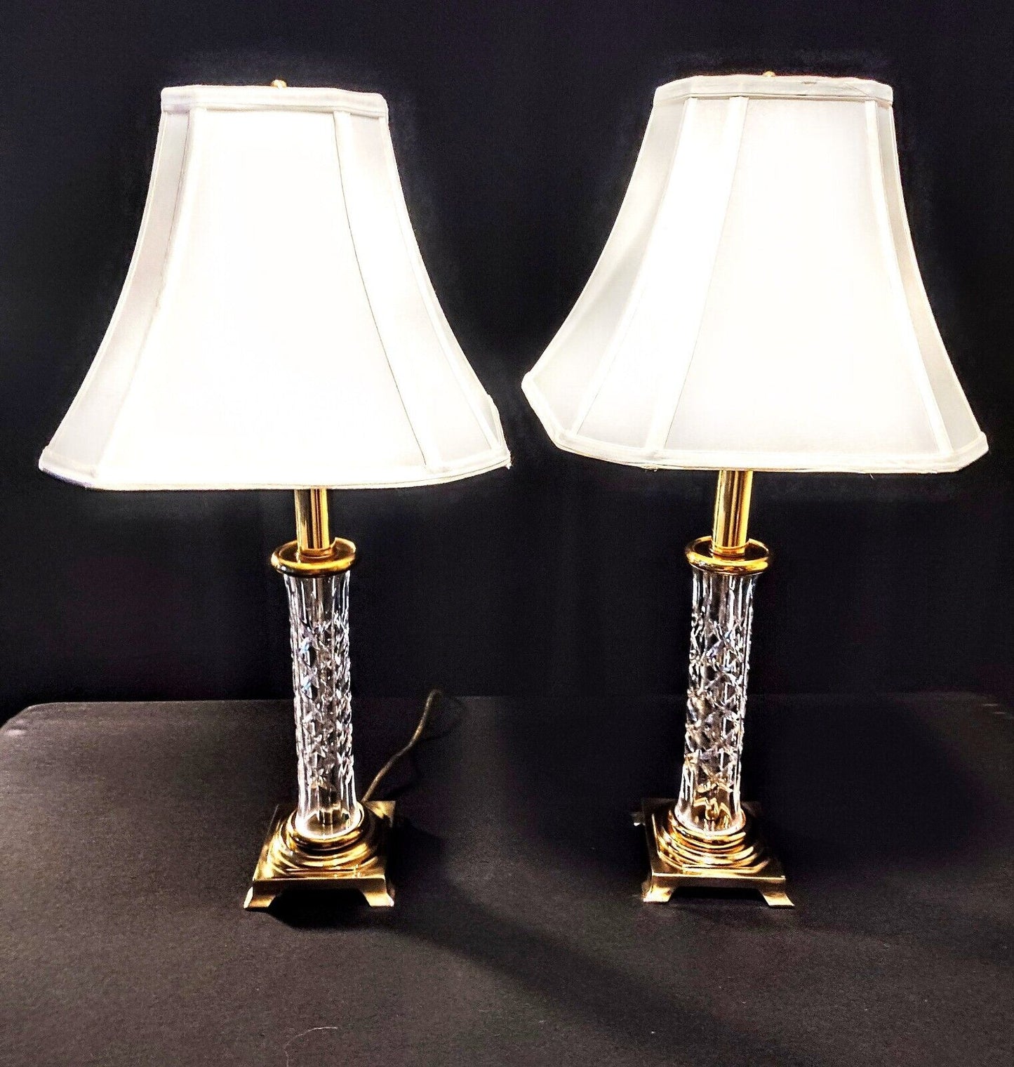 Set of 2 Waterford Killarney (Kinsale) Crystal Candlestick Buffet Lamps- Mint!