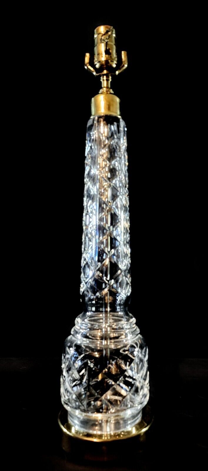 Pair of 2 Waterford Crystal Column Fine Cut Table Lamps - Perfect Condition!