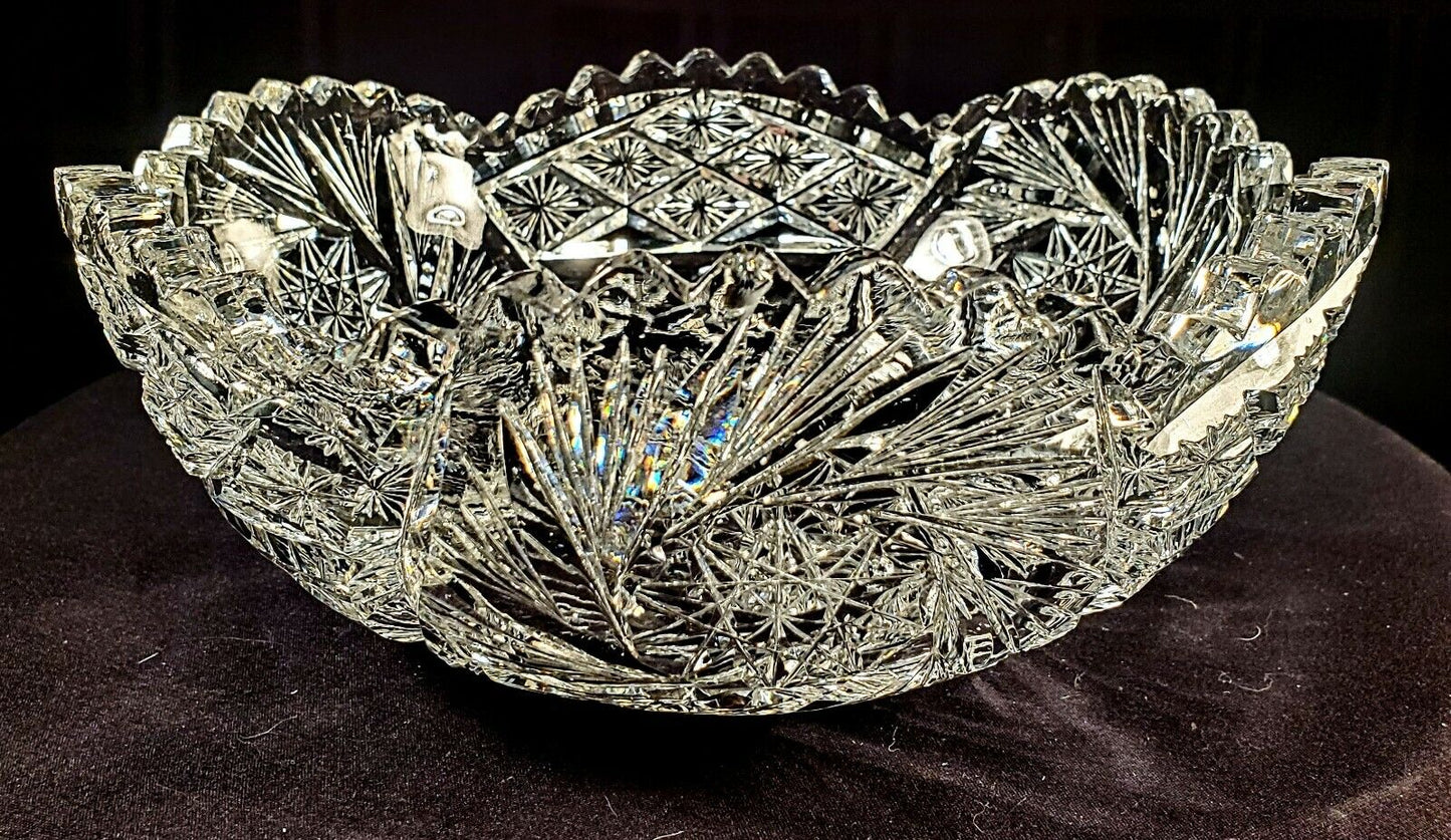American Brilliant Period Fine Cut Crystal Bowl - Sharp and clear Sawteeth