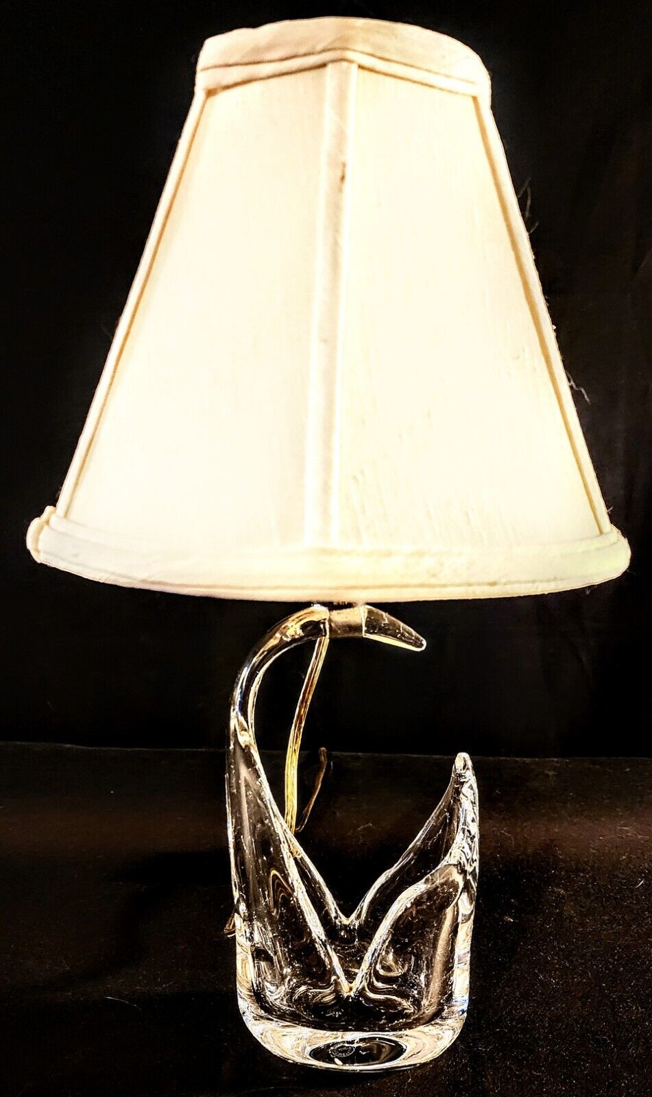 St Louis Crystal Modernist Boudoir Lamp - ca. 1960 - Imported From France - MINT