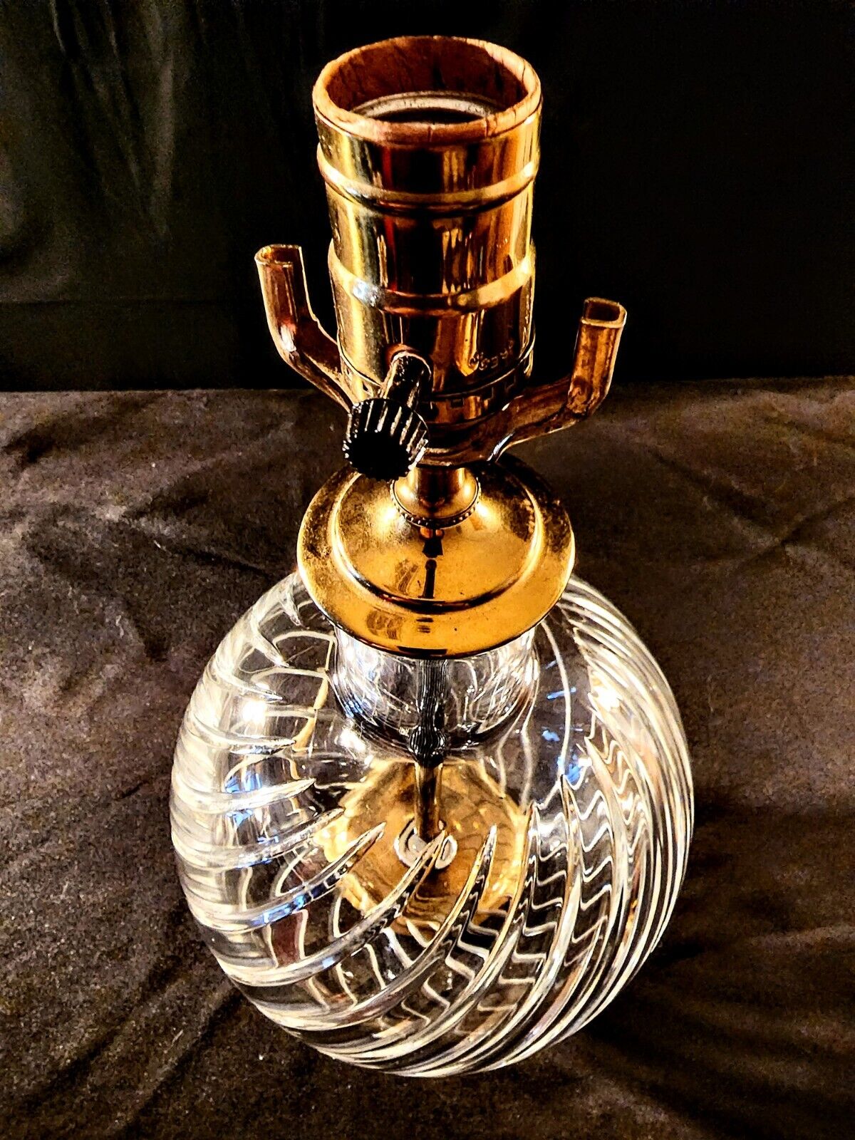 Baccarat Cyclades Pattern Fine Cut Spiral Crystal Lamp - Brand New Set of 2