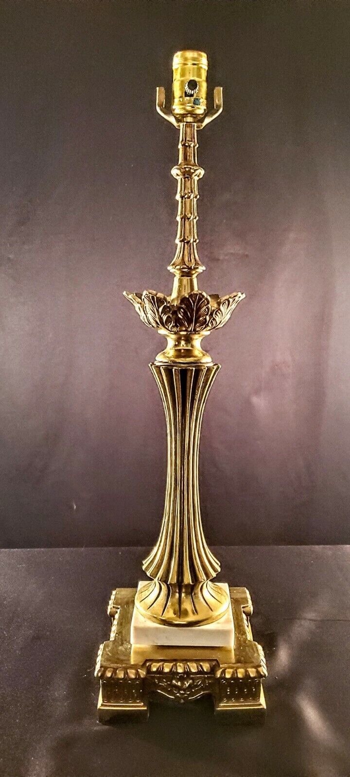 Baccarat Style Hollywood Regency Fine Brass and Marbe Table Lamp - MINT
