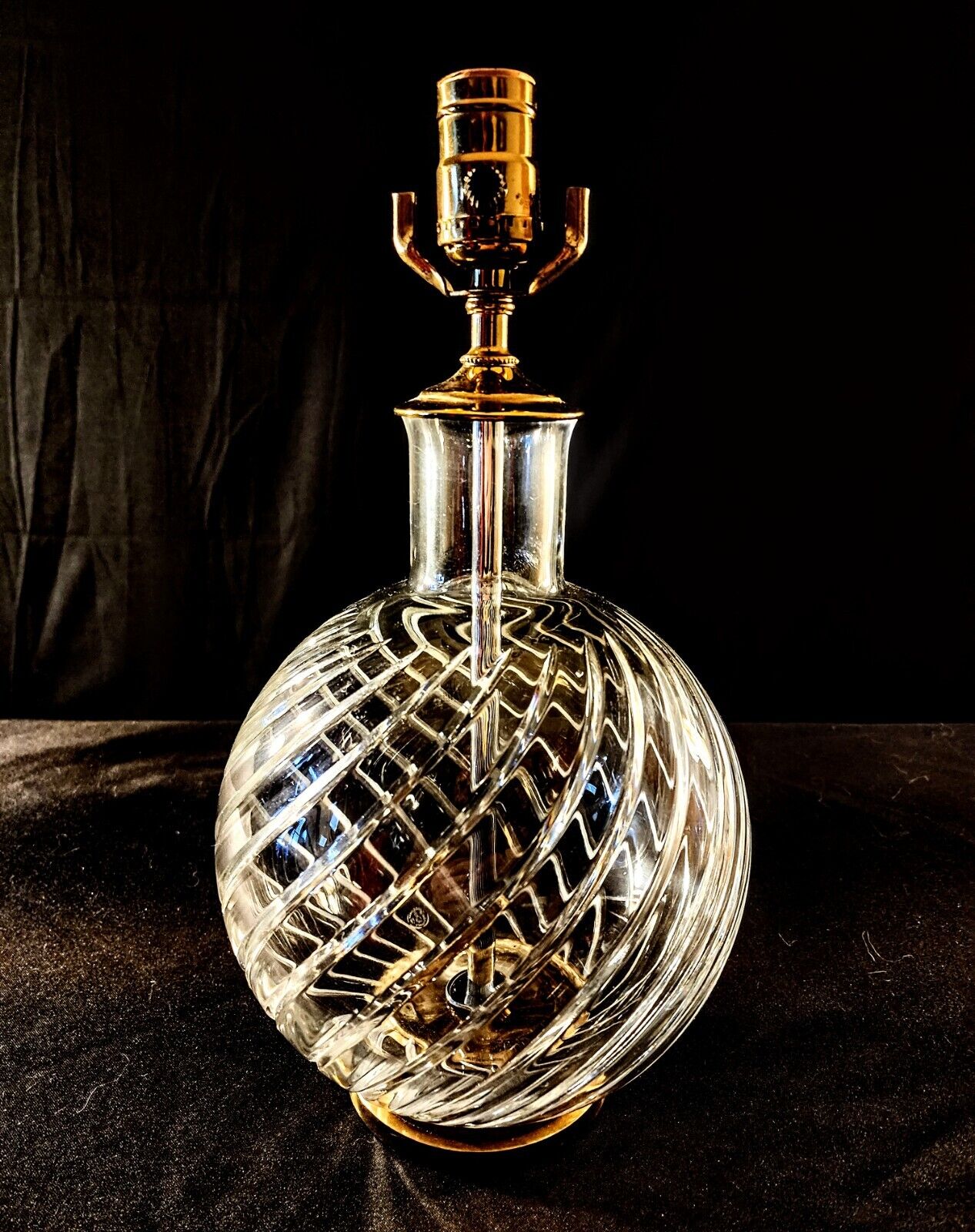 Baccarat Cyclades Pattern Fine Cut Spiral Crystal Lamp - Brand New Set of 2