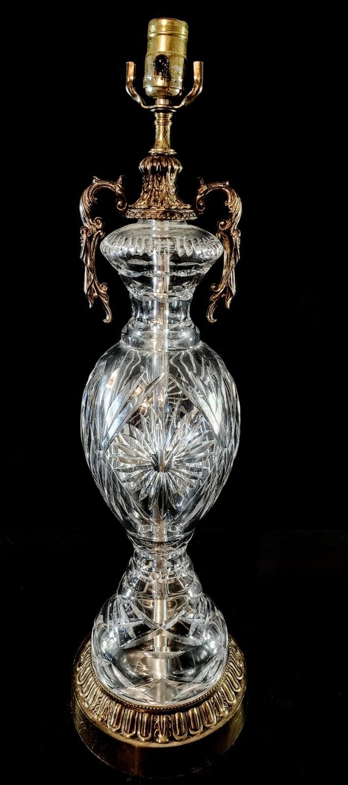 Fredrick Cooper Chicago 1920's Massive Crystal & Brass Scroll Work Vintage Lamp