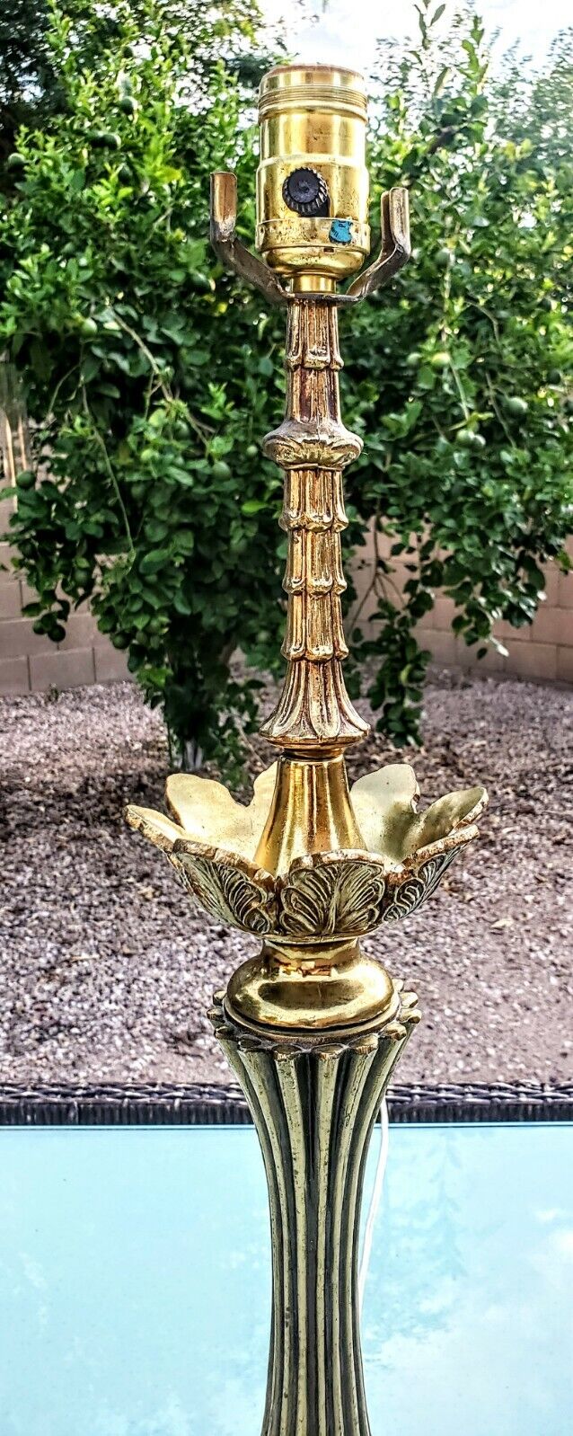 Baccarat Style Hollywood Regency Fine Brass and Marbe Table Lamp - MINT