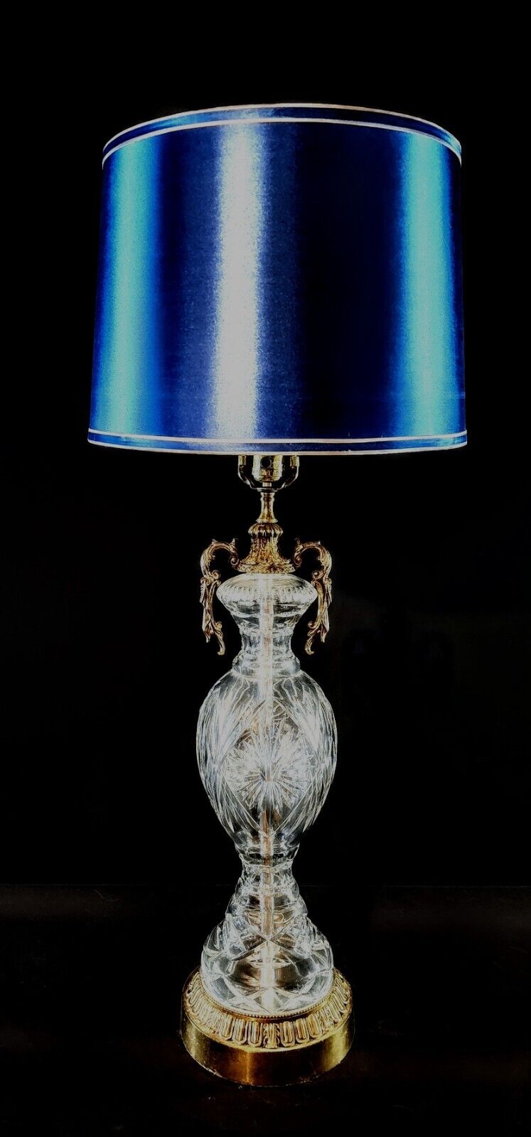 Fredrick Cooper Chicago 1920's Massive Crystal & Brass Scroll Work Vintage Lamp