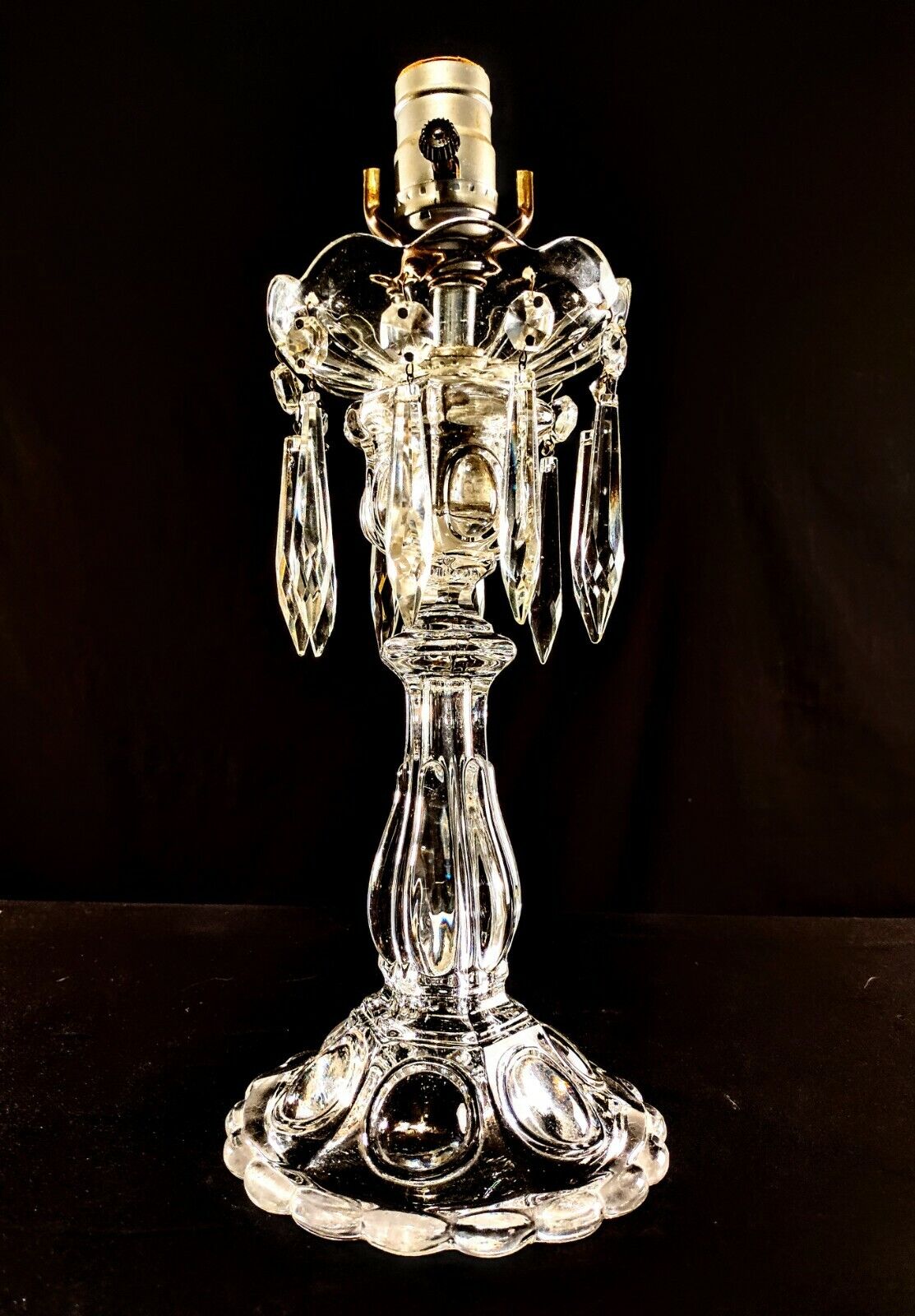 Baccarat Medallion Pattern Solid Crystal Table Lamp With Maker's Mark