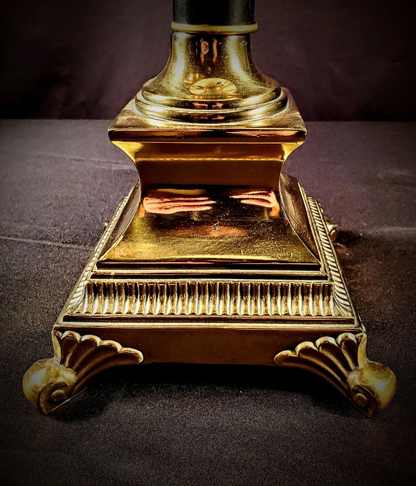 Baccarat-style 37 Inch Hollywood Regency Electric Scrolled Brass Candelaria Lamp