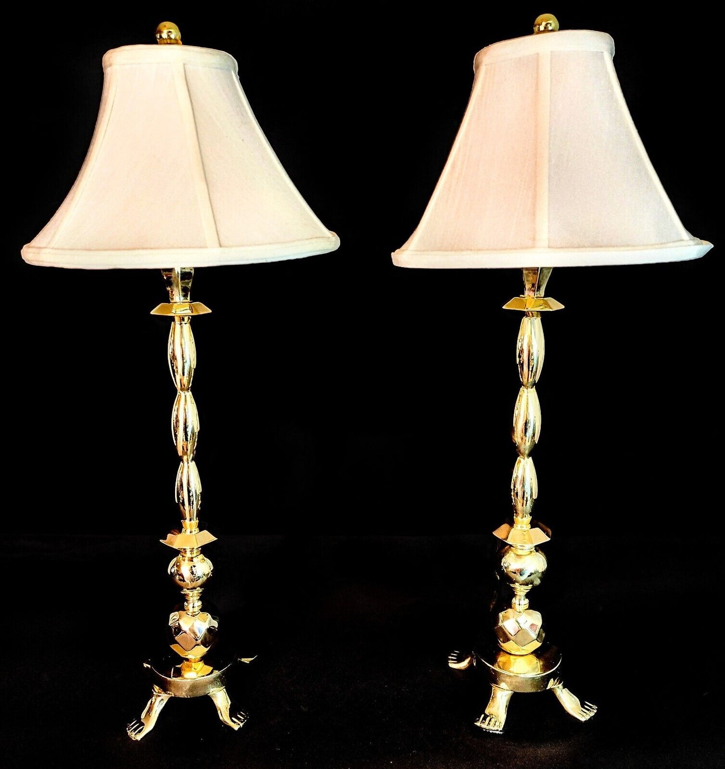 Waterford Solid Brass Footed Table Lamps Set of 2 - #7350 - Mint Condition