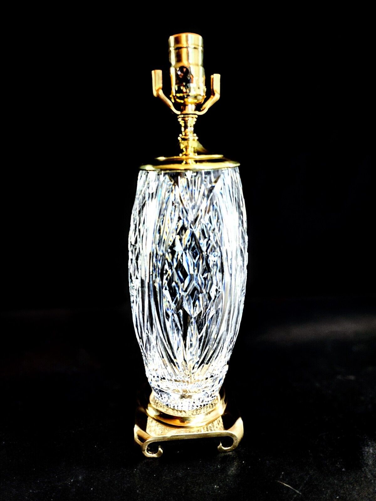 Pair of Waterword Medium Sized Crystal Lamps - Brand New & NWT Custom Shades!