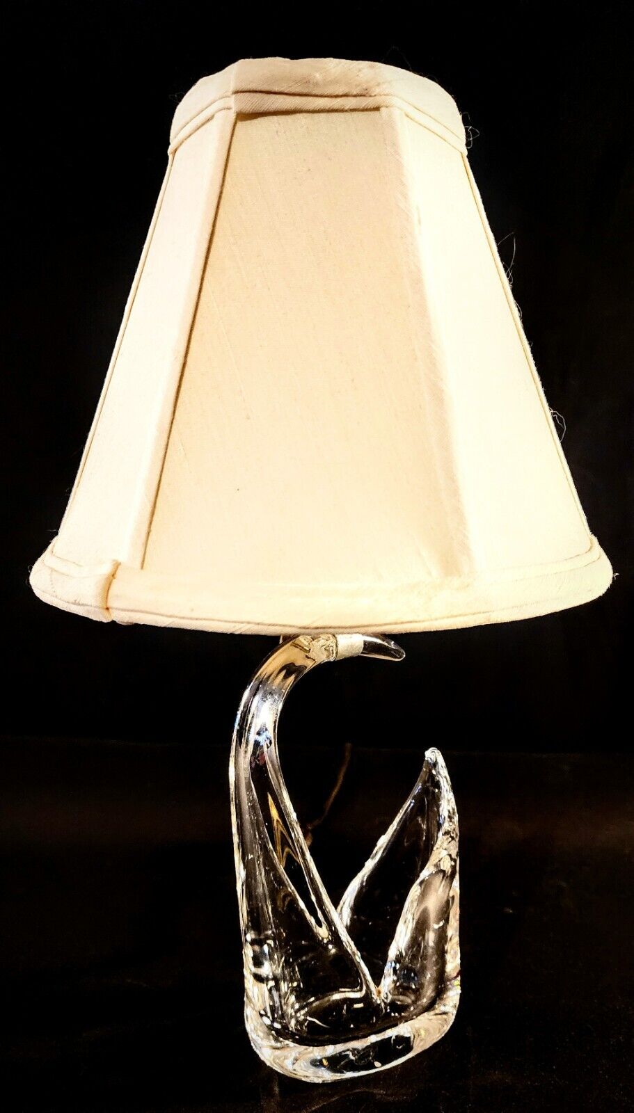 St Louis Crystal Modernist Boudoir Lamp - ca. 1960 - Imported From France - MINT