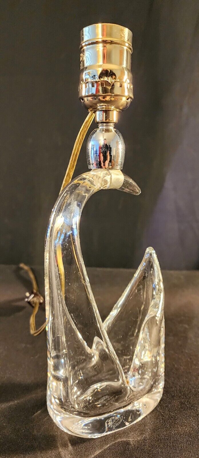 St Louis Crystal Modernist Boudoir Lamp - ca. 1960 - Imported From France - MINT