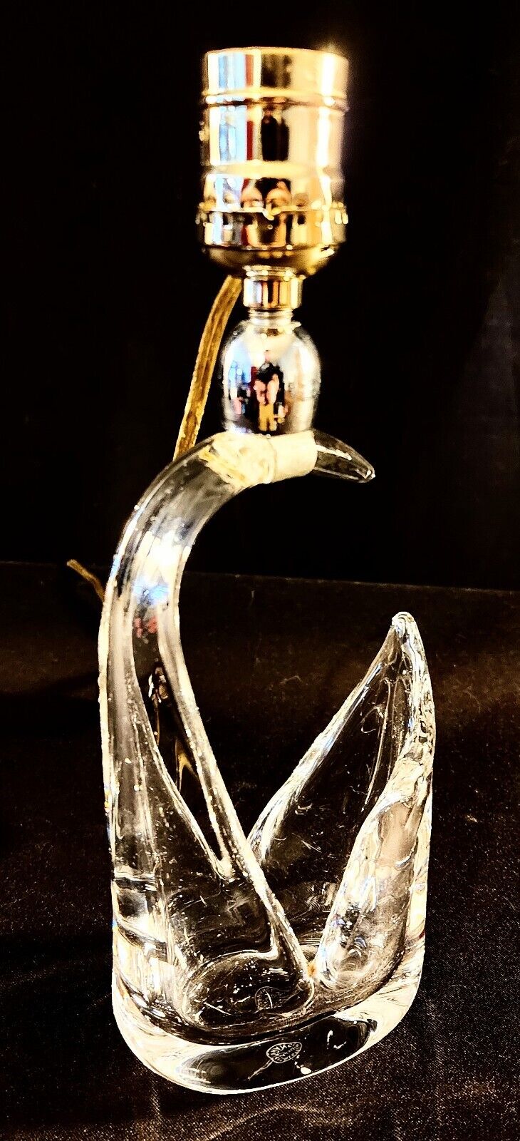 St Louis Crystal Modernist Boudoir Lamp - ca. 1960 - Imported From France - MINT