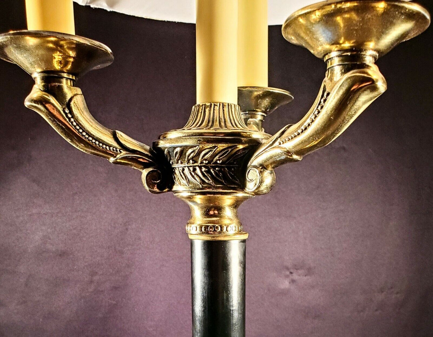 Baccarat-style 37 Inch Hollywood Regency Electric Scrolled Brass Candelaria Lamp