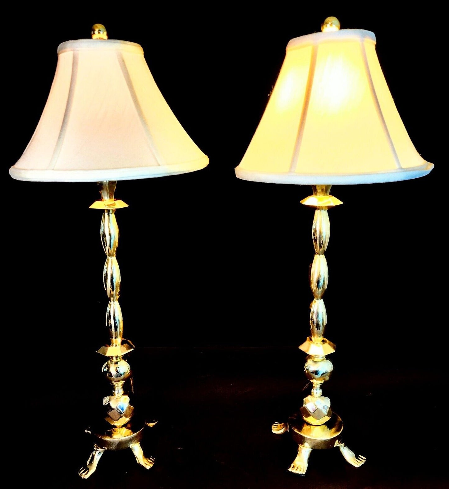 Waterford Solid Brass Footed Table Lamps Set of 2 - #7350 - Mint Condition