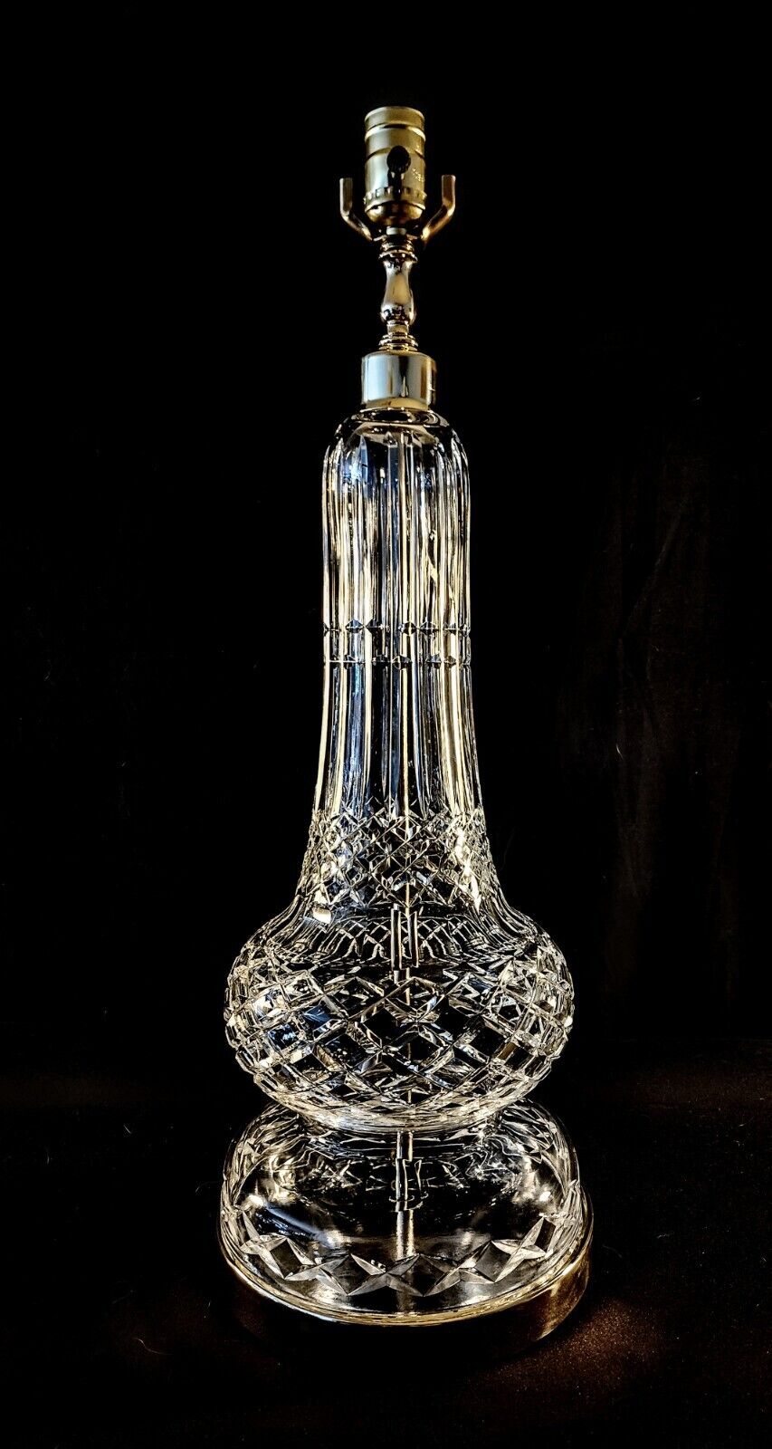 Waterford Antique 1950's ARTIST ORIGINAL Fine Cut Crystal Table Lamp  36 Inches!