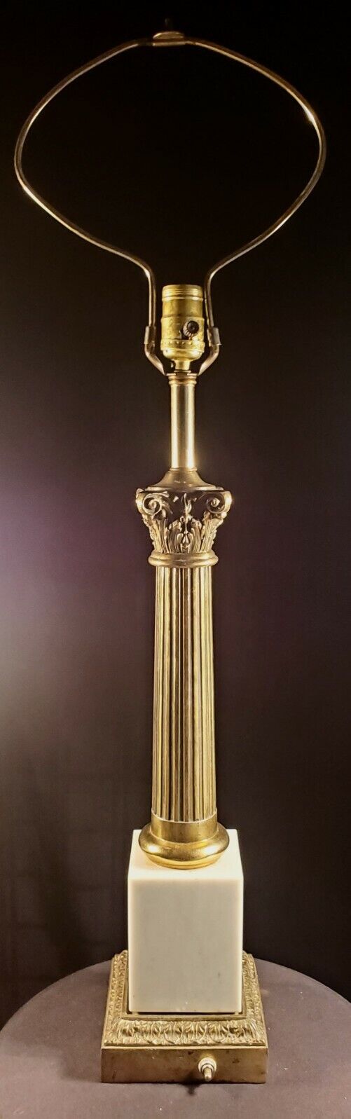 Baccarat Style Hollywood Regency Brass and MarbeTable Lamp w/ Original Final!