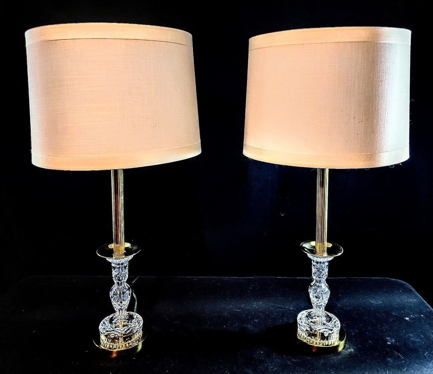 Waterford Lismore Fine Cut Crystal Buffet Lamps - New Old Stock - Flawless