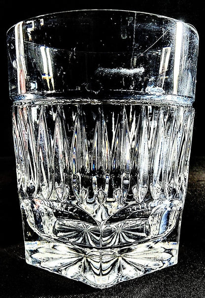 CHRISTOFLE FRANCE HALF CIRCLES AND VERTICAL CUTS CRYSTAL OLD FASHIONED GLASS