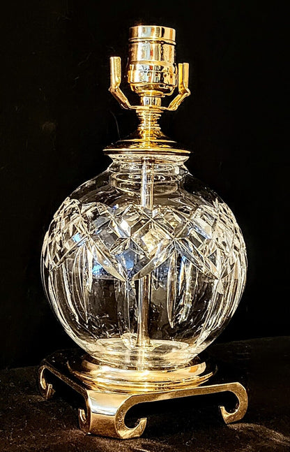 Waterford Lismore Fine Cut Crystal Table Lamp with Solid Brass Footed Base-Mint!