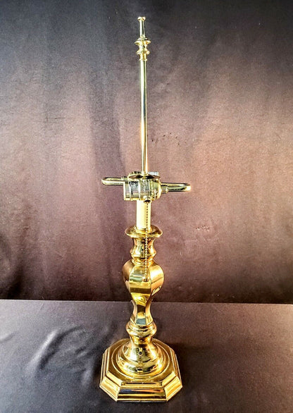 Stiffel Double Socket Three Position Solid Brass Desk Table Lamp - 26" Tall!