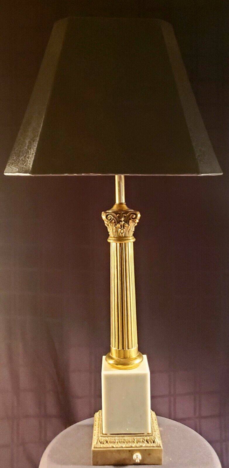 Baccarat Style Hollywood Regency Brass and MarbeTable Lamp w/ Original Final!