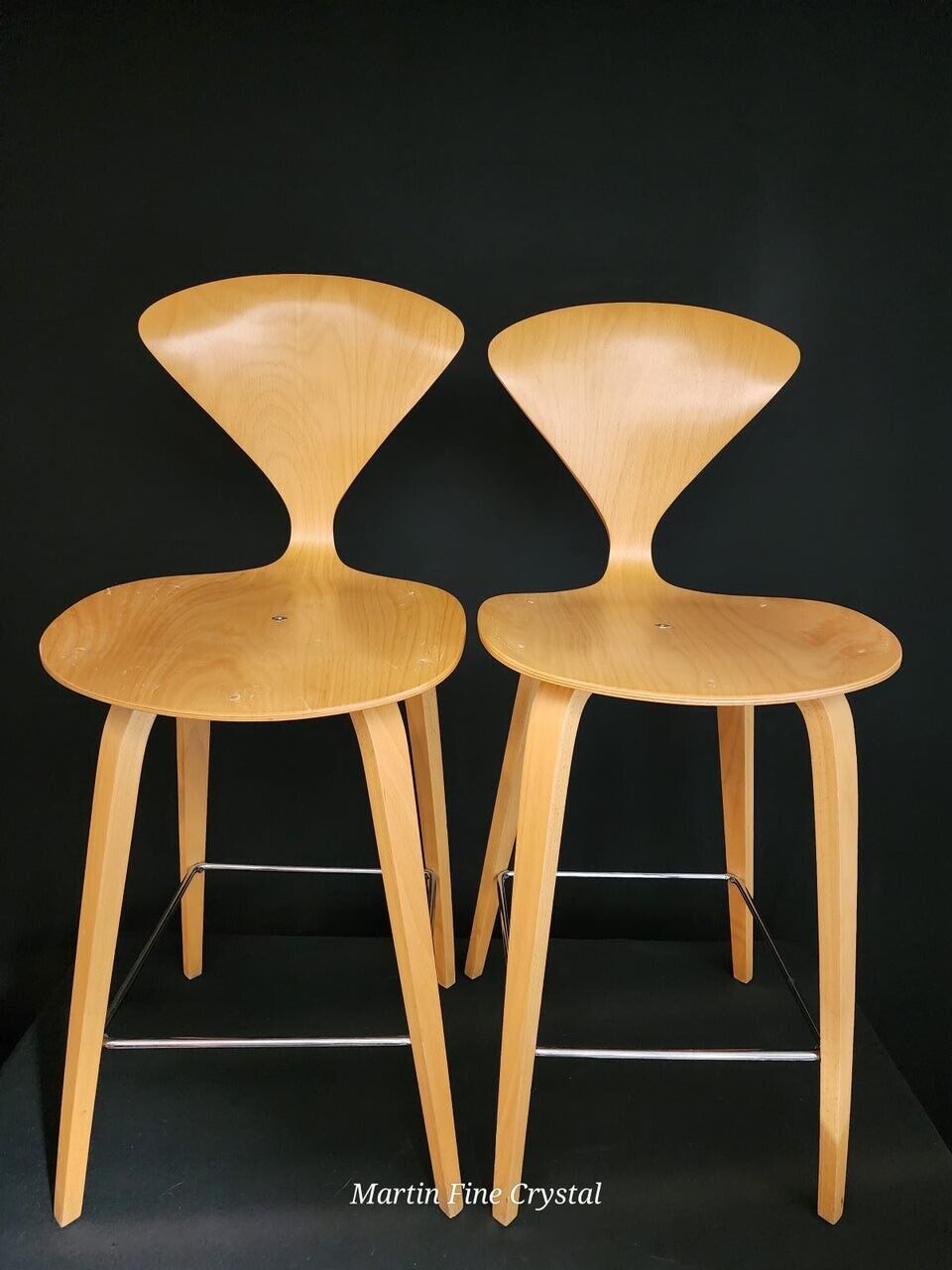 Set of Two (2) Cherner Beechwood Bar Stool Chairs