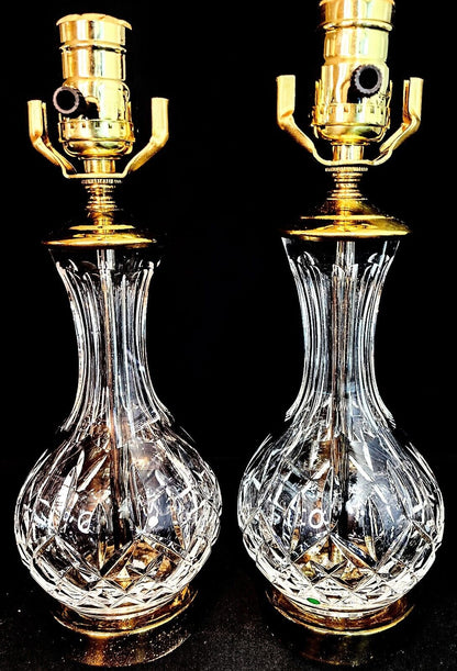 Pair of Waterford LIsmore Fine Cut Crystal Table Lamps - Made in Ireland - MINT!