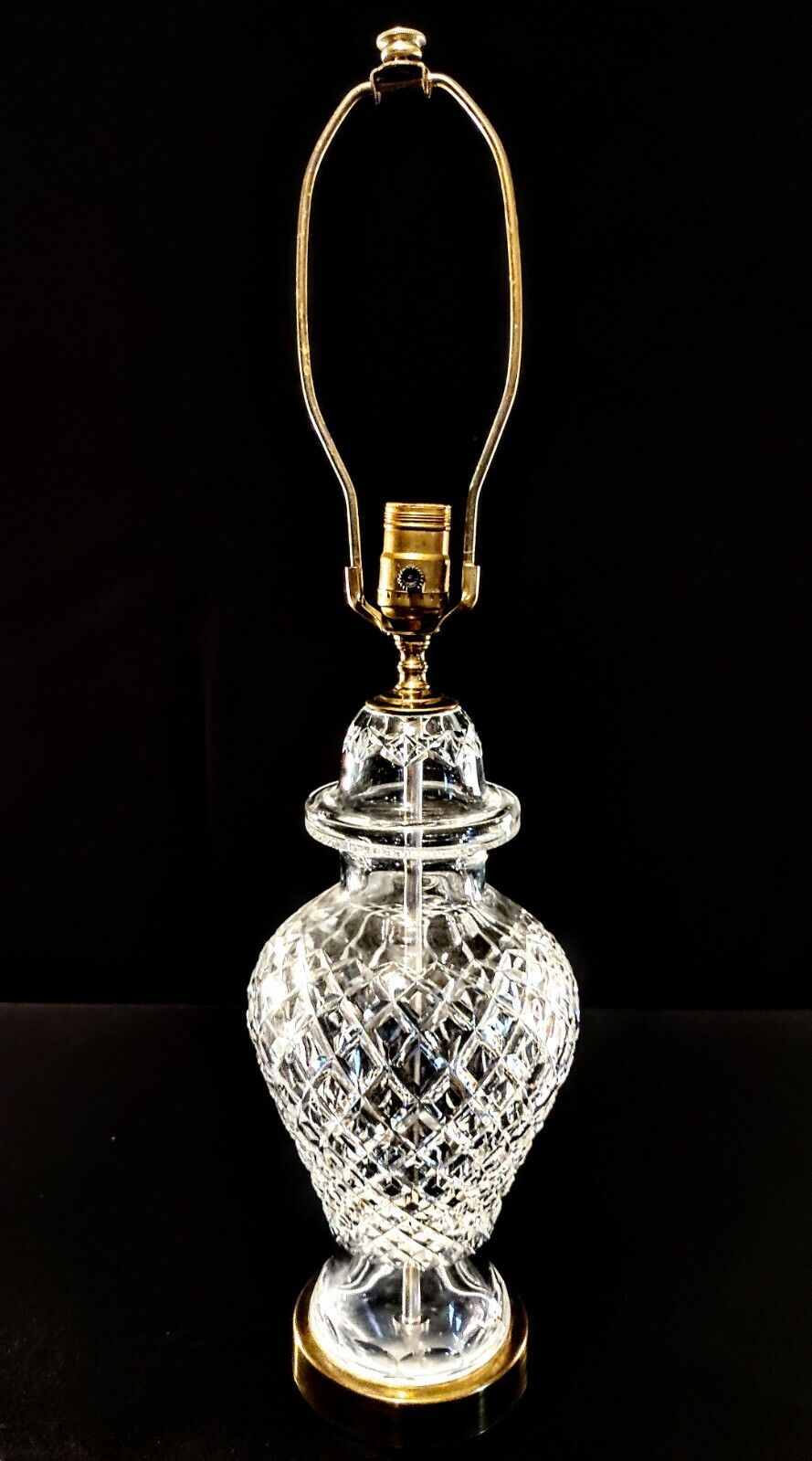 Set of Two (2) Waterford Alana Urn Style Fine Cut Crystal Table Lamps w/ Shades!