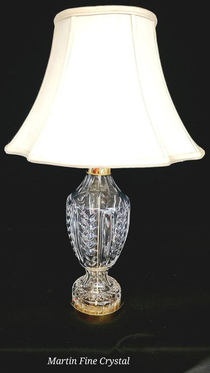 Waterford Large Sized Pedal Pattern Fine Hand Cut Solid Crystal Table Lamp-Mint!