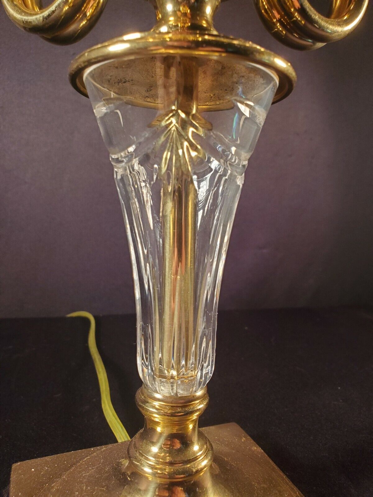 Waterford Overture-style Fine Cut Crystal & Brass Table Lamp - MINT CONDITION