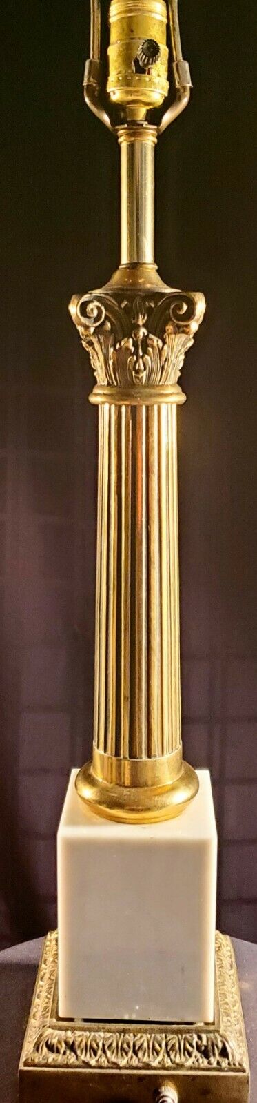 Baccarat Style Hollywood Regency Brass and MarbeTable Lamp w/ Original Final!