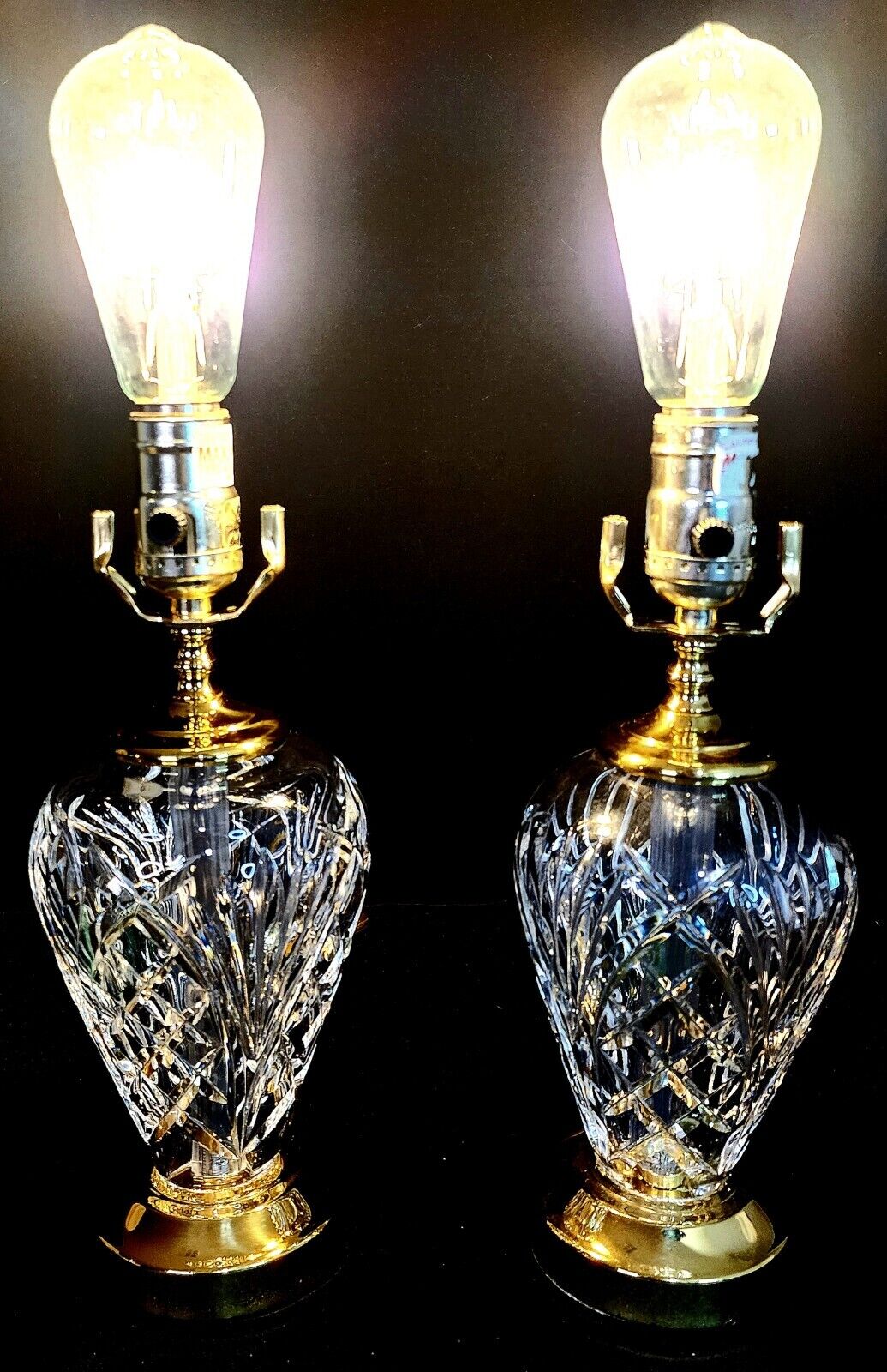 Waterford Fine Crystal Lams - Set of Two (2) - Marlow Pattern - Flawless!