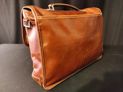 Hartmann Belting Leather Dark Brown Attaché Case With Carry Strap & Locking Key