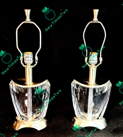 Set of Two (2) Waterford EvoIution Solid Crystal Table Lamps - Over 7 Lbs Each!