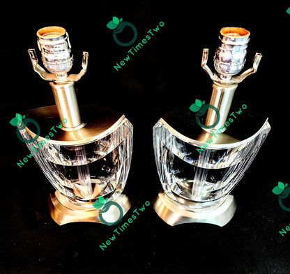 Set of Two (2) Waterford EvoIution Solid Crystal Table Lamps - Over 7 Lbs Each!