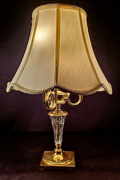 Waterford Overture-style Fine Cut Crystal & Brass Table Lamp - MINT CONDITION