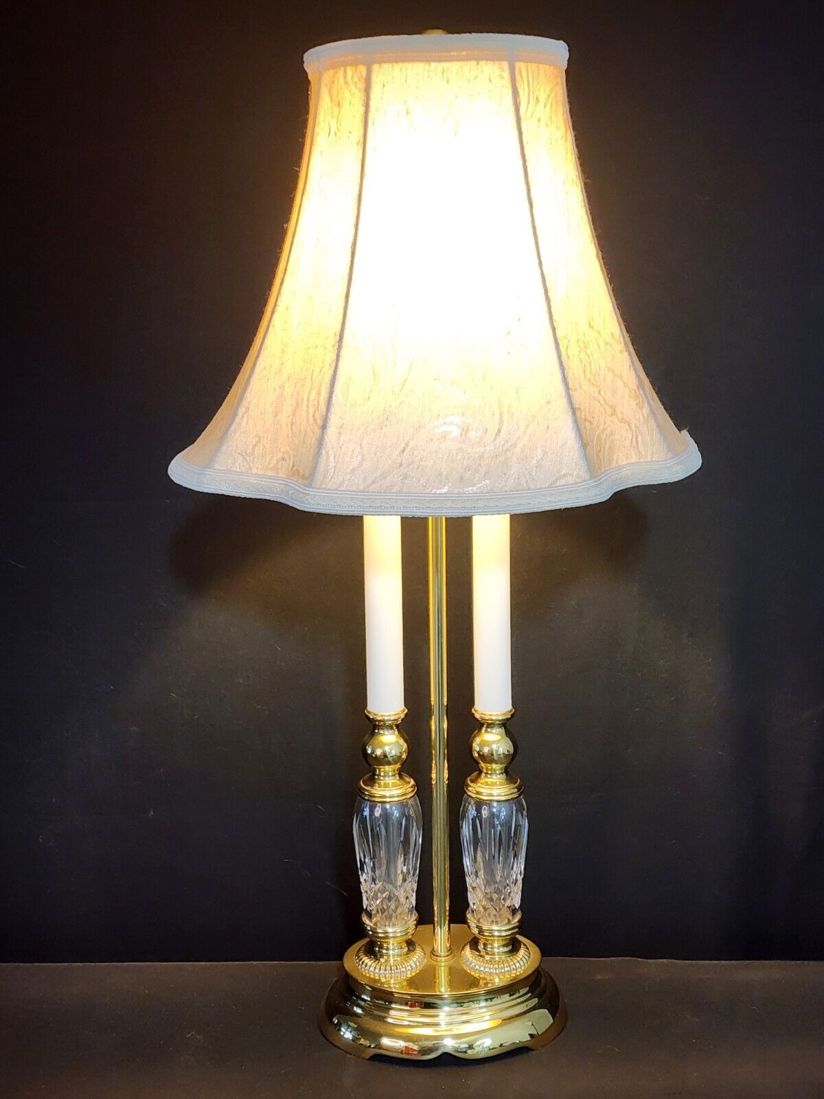 Waterford Bouillotte-style Lismore Pattern Fine Cut Crystal Table Lamp - MINT!