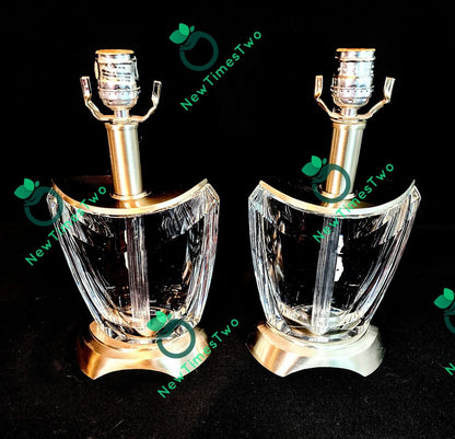 Set of Two (2) Waterford EvoIution Solid Crystal Table Lamps - Over 7 Lbs Each!