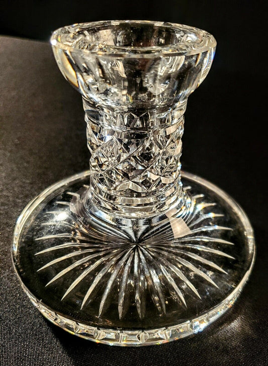 Waterford Single 4 Inch Fine Cut Crystal Candlestick - Huge 4 1/4 Cut Base