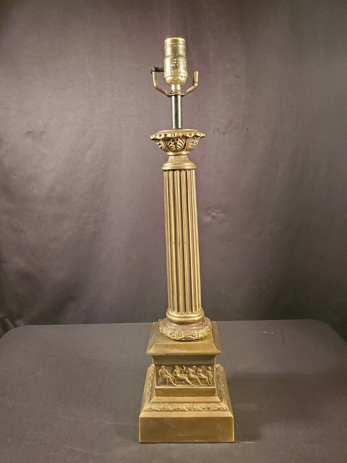 Baccarat-style 36in Hollywood Regency Electric Bronze Mythological Sceenes Lamp