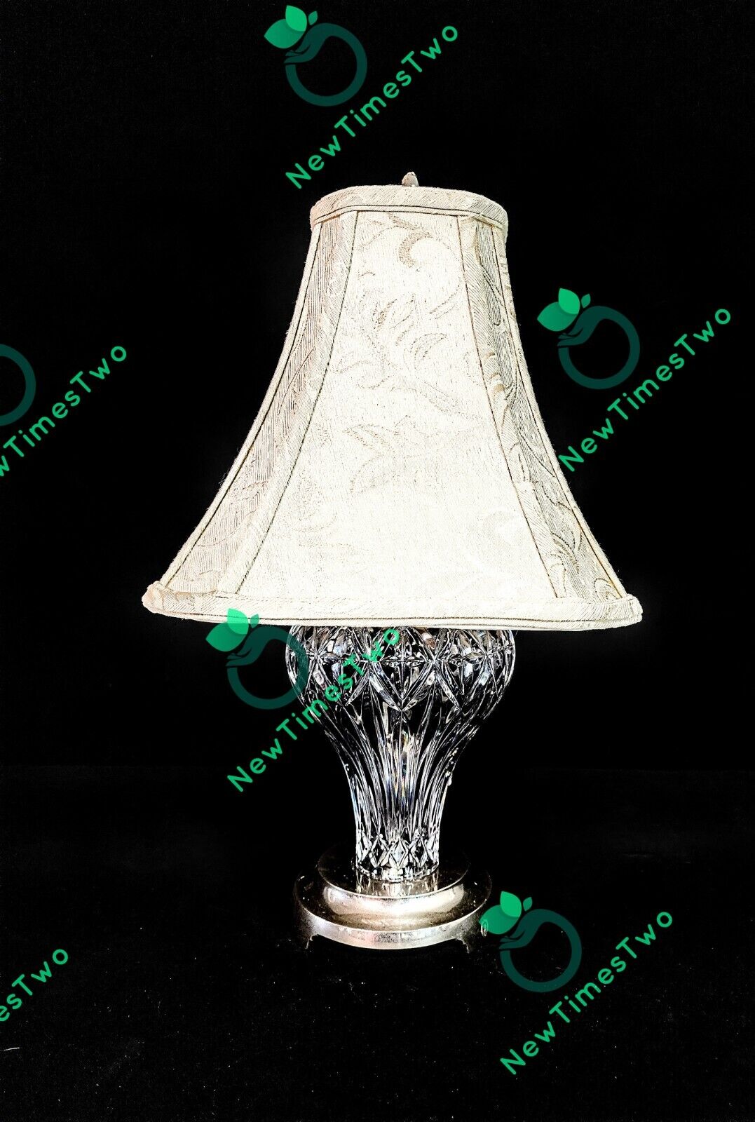 Waterford Medium Fine Cut Crystal Table Lamp With Original Shade And Final