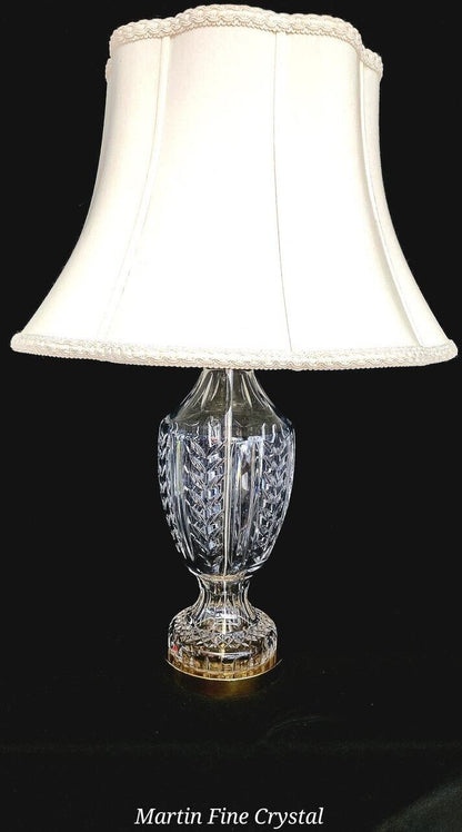 Waterford Large Sized Pedal Pattern Fine Hand Cut Solid Crystal Table Lamp-Mint!