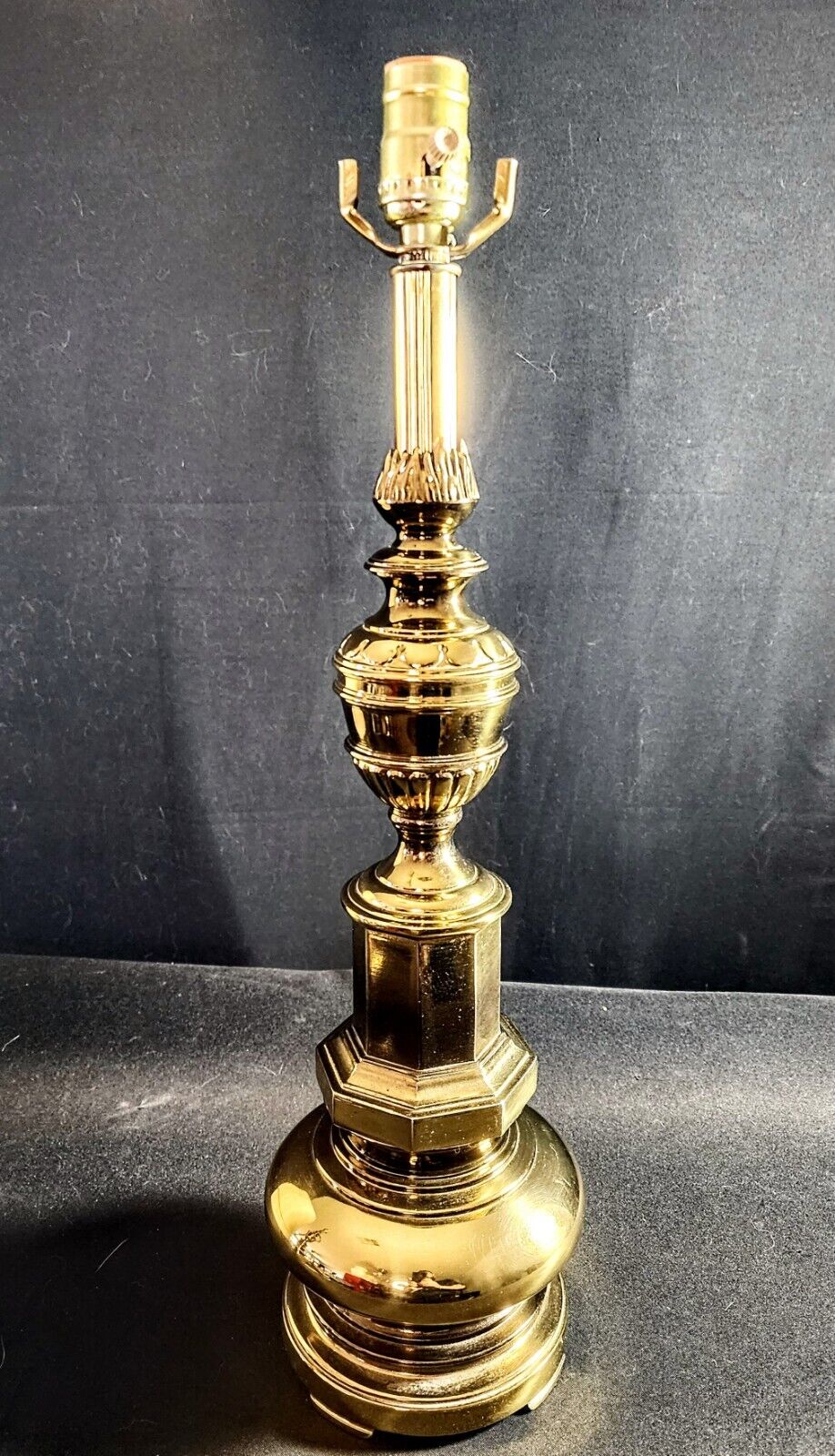 Pair of Stiffel Solid Brass Table Lamps With ORIGINAL SHADES!