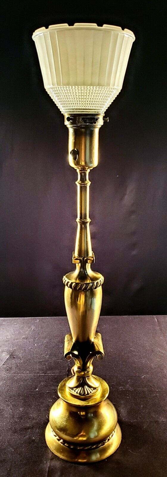 Colonial Candle Solid Brass Table Lamp With Matching Glass Shade