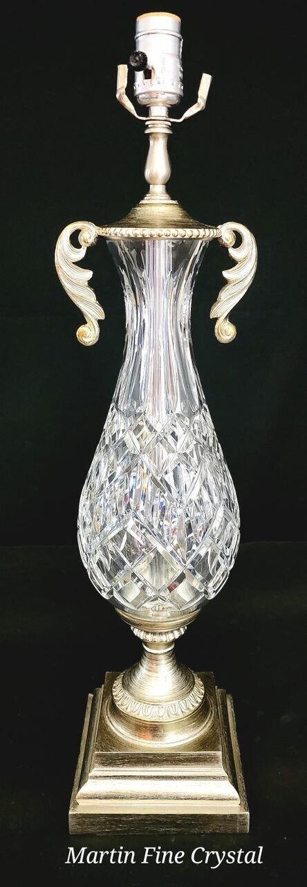 Waterford Westfield Fine Hand Cut Extra Large Crystal Lamp - Rare Silver Model!